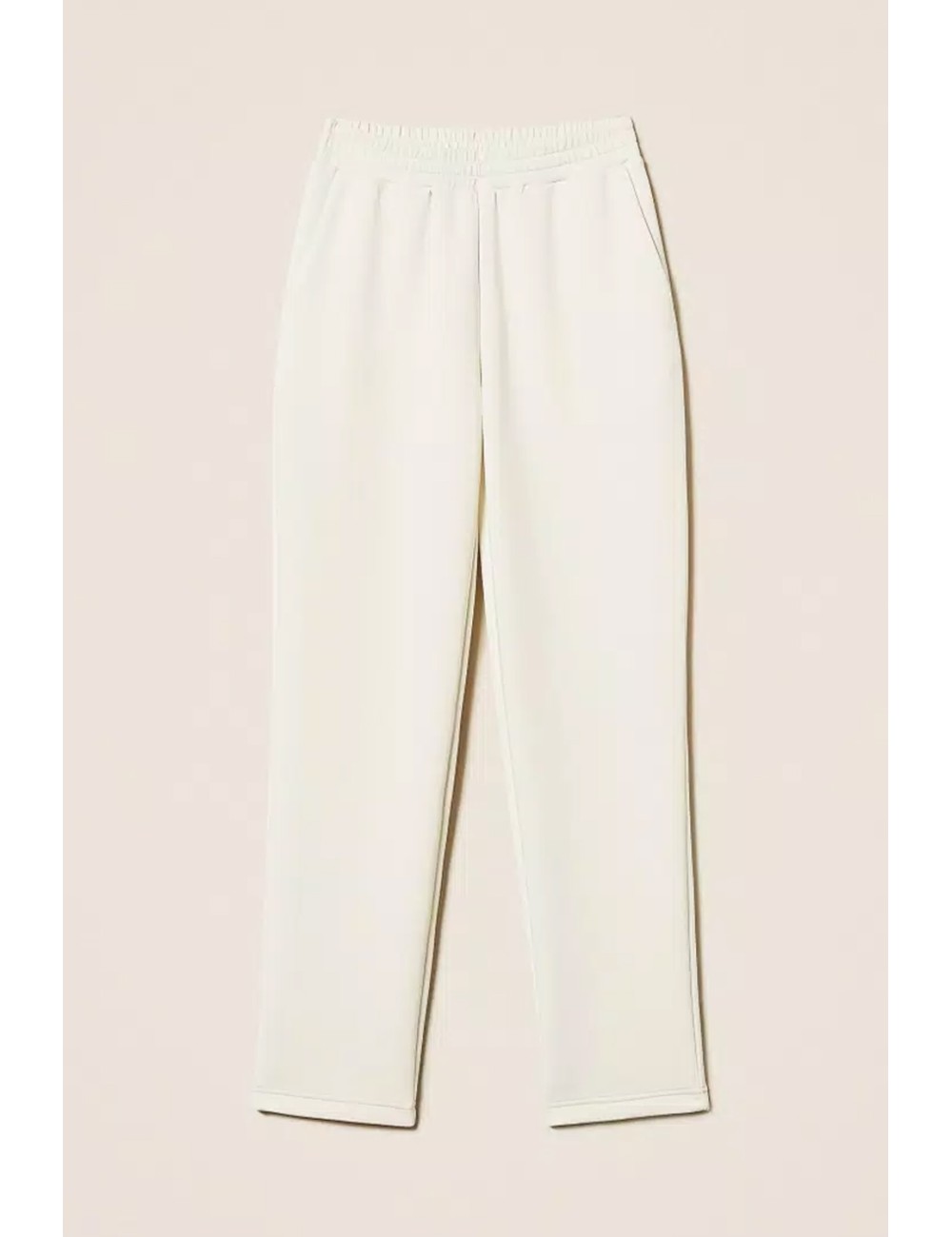 Twinset - pantaloni a sigaretta in tessuto scuba 252ll2gee 00526 off white