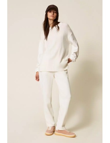 Twinset - pantaloni a sigaretta in tessuto scuba 252ll2gee 00526 off white