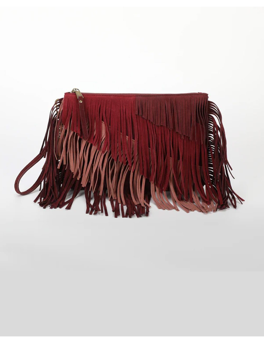 Mimi muà - borsa a busta con frange m8-h201316 mosto