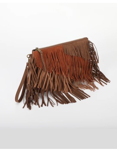 Mimi muà - borsa a busta con frange m8-h201316 cuoio