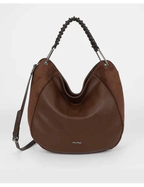 Mimi muà - borsa a sacca con dettaglio in eco suede m8-y201242 moro