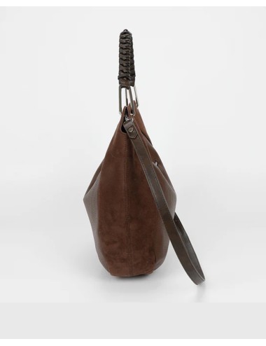 Mimi muà - borsa a sacca con dettaglio in eco suede m8-y201242 moro