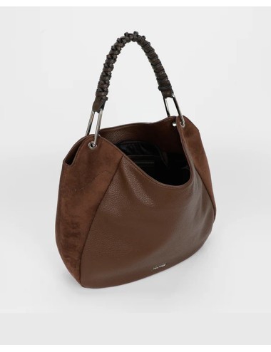 Mimi muà - borsa a sacca con dettaglio in eco suede m8-y201242 moro