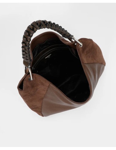 Mimi muà - borsa a sacca con dettaglio in eco suede m8-y201242 moro