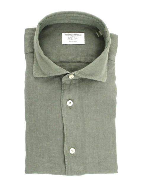 Mastricamiciai - camicia in lino fr069 mc309 28 luca verde mil.