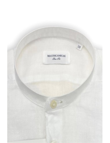 Mastricamiciai - camicia in lino senza collo fr069 mc309 10 guru bianco