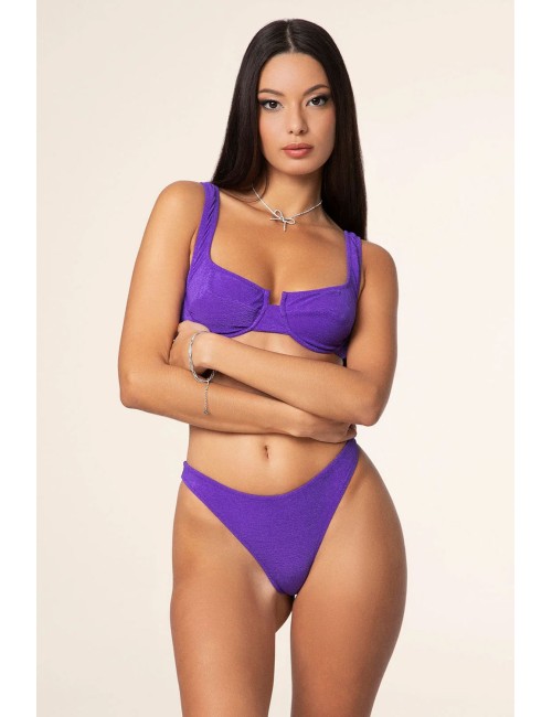 Effek - bikini reggiseno con ferretto e slip americano fisso viola fk25-1142pr