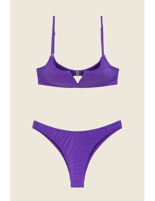 Effek - bikini top con ferretto e slip americano fisso viola fk25-1143pr
