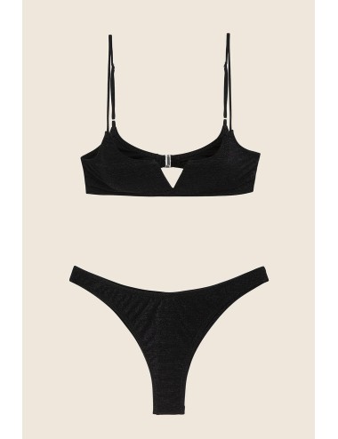 Effek - bikini top con ferretto e slip americano fisso nero fk25-1143bk