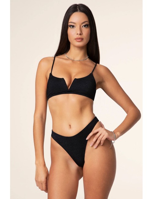 Effek - bikini top con ferretto e slip americano fisso nero fk25-1143bk