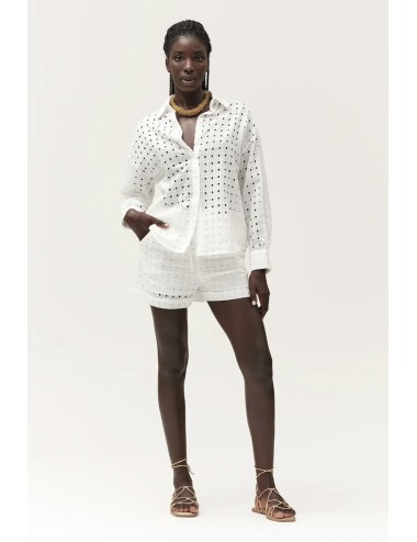 Pantaloncini con coulisse in pizzo sangallo ww30405 bianco