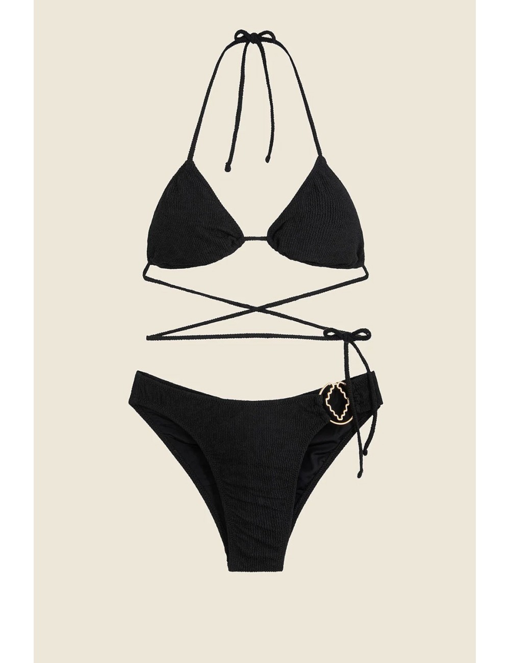 Mefui - bikini triangolo con slip fisso colore nero mf25-0500bk