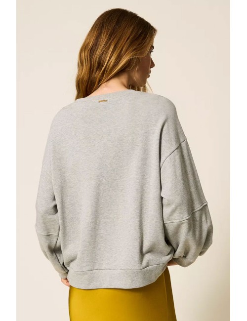 Twinset - felpa con catene di strass e perle 252li2mcc 00082