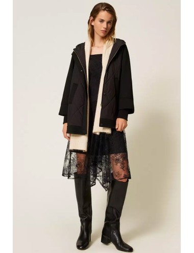 Twinset - caban in tessuto scuba e nylon 252li2caa 00006 nero