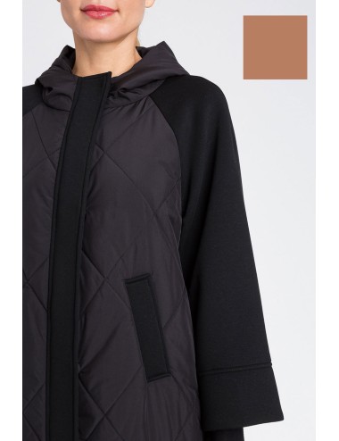 Twinset - caban in tessuto scuba e nylon 252li2caa 00044 camel