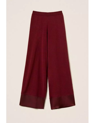 Twinset - pantaloni in misto lana con raso 252ll3fbb 12818 red wine
