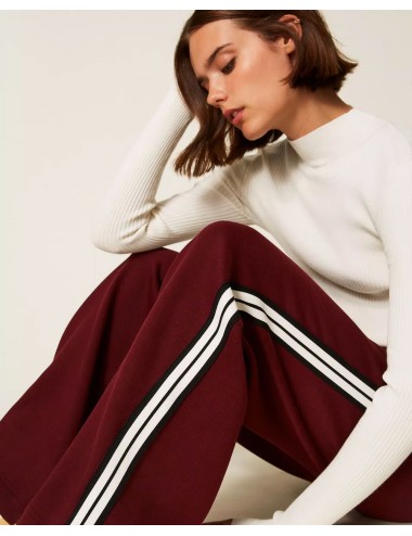 Twinset - pantaloni ampi in tessuto scuba 252ll2gdd 12818 red wine