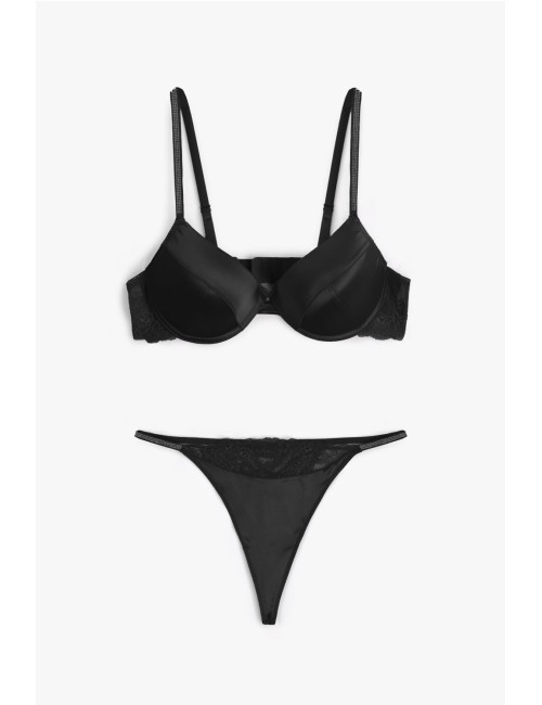 Admas - completo push-up e perizoma con pizzo 44598 nero