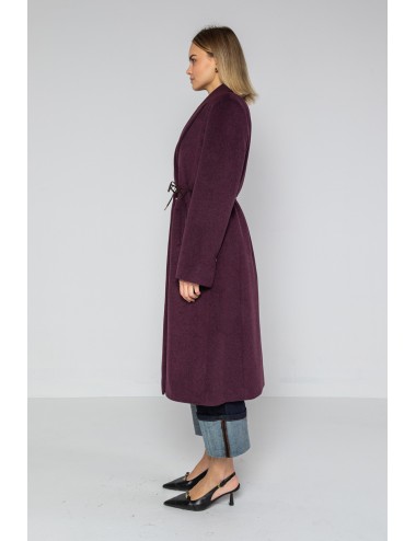 Lokita - cappotto lungo tessuto diagonale  bicolor 1194 lok07893 burgundy