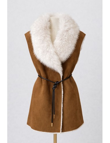 Pho firenze - gilet smanicato in eco-camoscio color cuoio