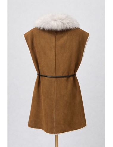 Pho firenze - gilet smanicato in eco-camoscio color cuoio