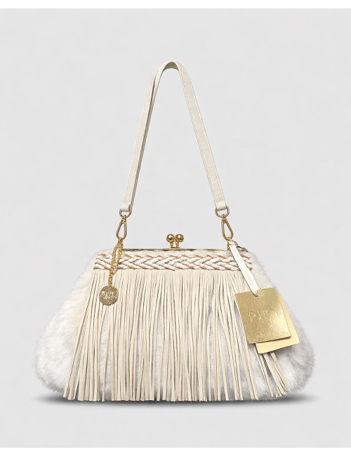 Pho firenze – borsa a mano con frange e dettagli intrecciati