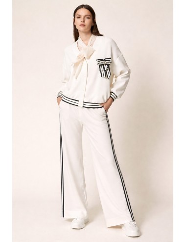 Twinset - pantaloni ampi in tessuto scuba 252ll2gdd 00526 off white