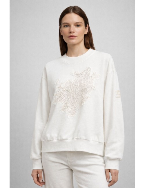 Ermanno scervino - felpa in cotone d474m607lem 10104 bianco