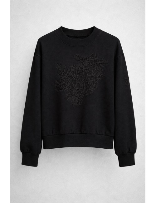 Ermanno scervino - felpa in cotone d474m607lem 95708 nero