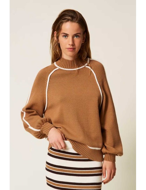 Twinset - lupetto bic. camel/off white 252li3ncc 12725