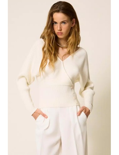 Twinset - maglia con incrocio a costine 252li3qbb 00526