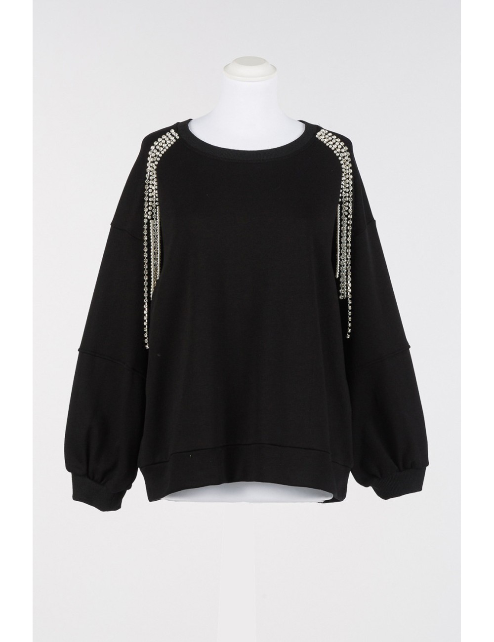 Twinset - felpa con catene di strass e perle 252li2mcc 00006