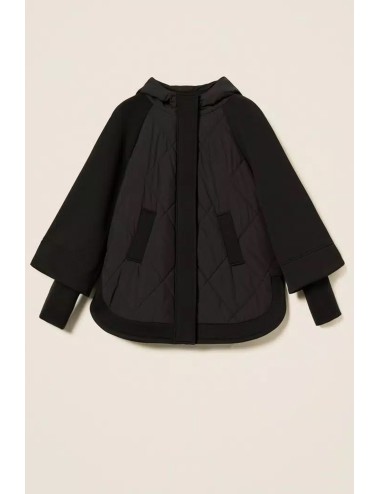 Twinset - caban in tessuto scuba e nylon 252li2caa 00006 nero