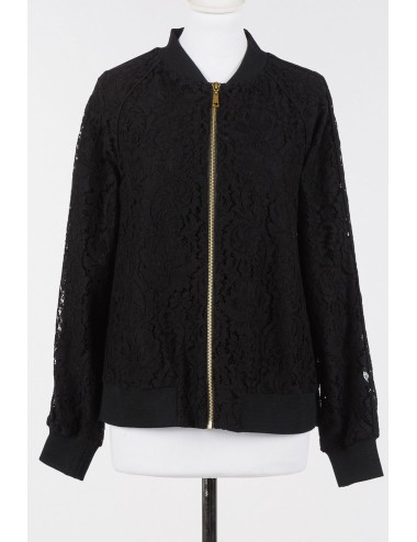 Twinset - felpa in pizzo con zip 252ll2jaa 00006 nero