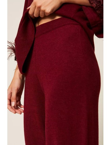 Twinset - pantaloni in misto lana con raso 252ll3fbb 12818 red wine