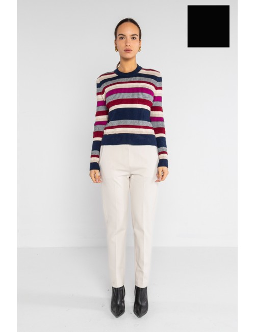 Lokita - pantalone dritto in punto milano 1283 lok022 nero