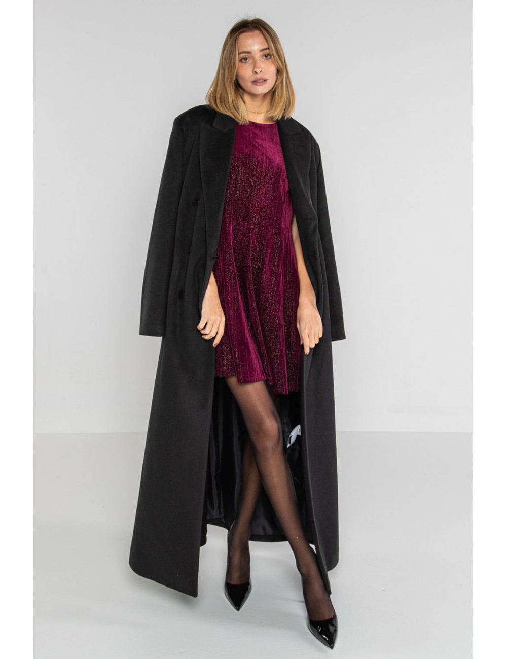 Lokita - cappotto lungo over doppiopetto 1194 lok07892 nero