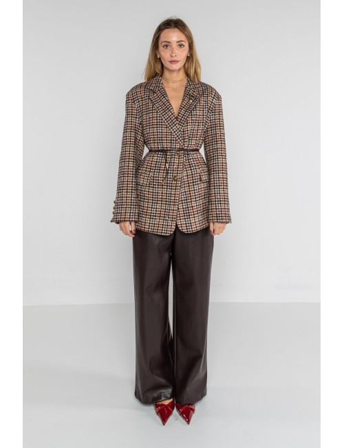 Lokita - cappotto blazer check con spille e cintura 1194 lok07896 fantasia