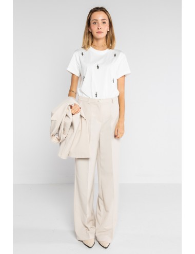 Lokita - pantalone palazzo basic in poly viscosa 1194 lok07905 avorio