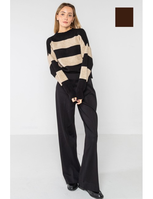 Lokita - pantalone crop in punto roma diagonale 147 lok133pr moro