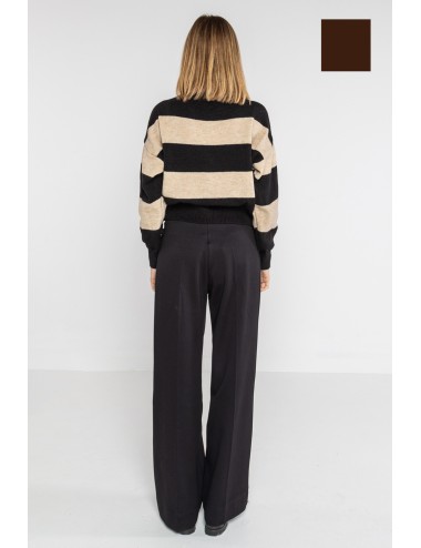 Lokita - pantalone crop in punto roma diagonale 147 lok133pr moro