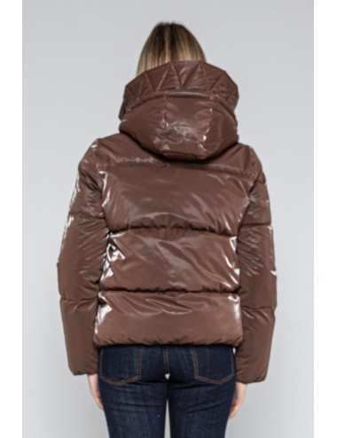 Lokita - piumino corto tessuto gommato 1281 lok26167 moro