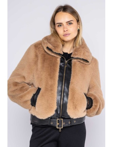 Lokita - pelliccia sintetica tessuto combinato 1116 lok581 beige