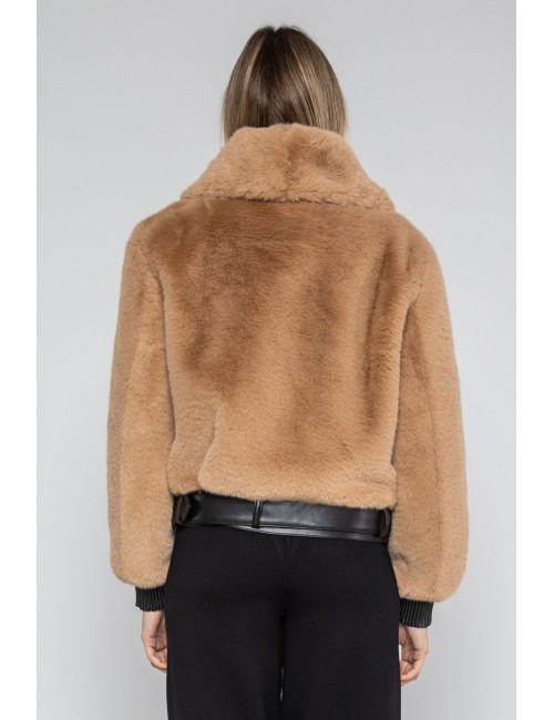 Lokita - pelliccia sintetica tessuto combinato 1116 lok581 beige