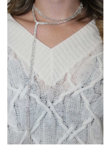 Ermanno scervino - maglia scollo a v m/l d474m501dge 10106 panna