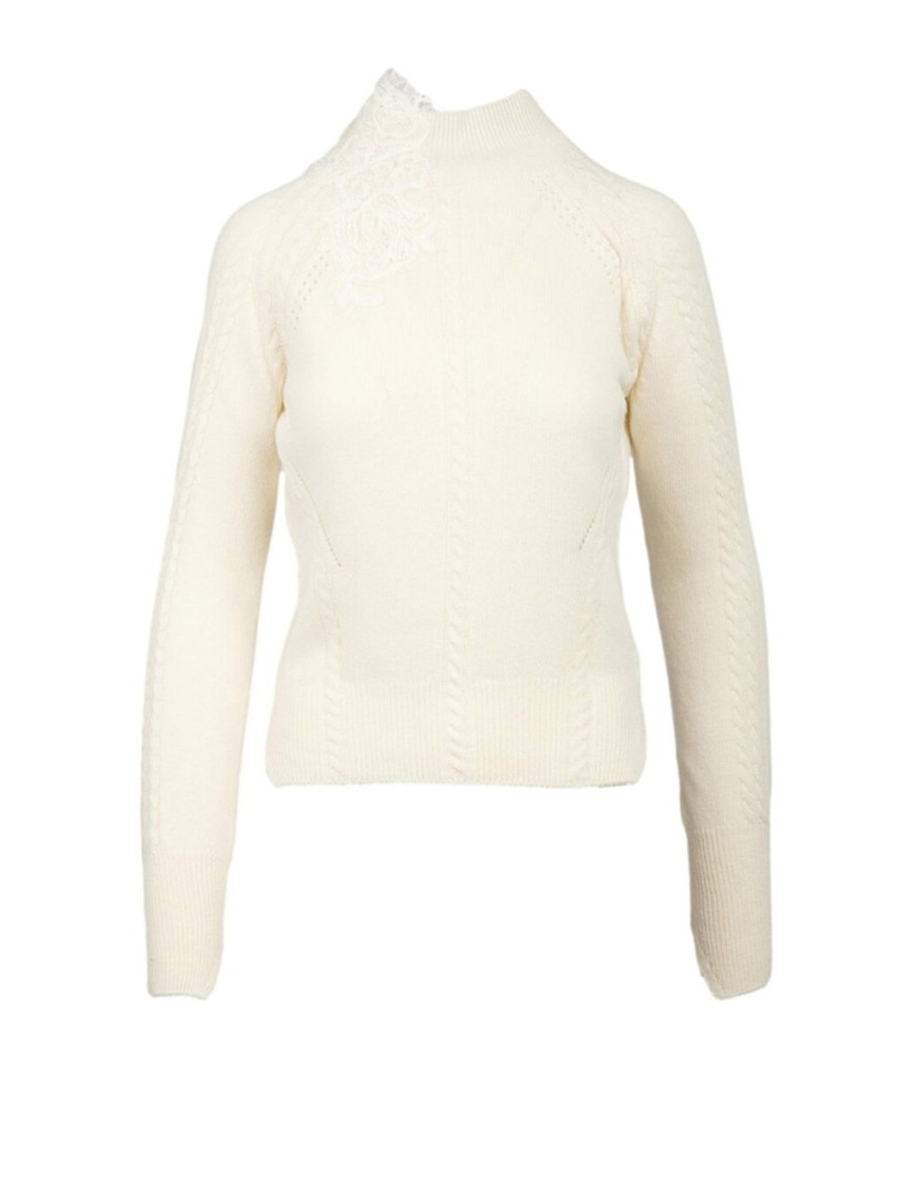 Ermanno scervino - maglia collo alto m/l in misto lana e cashmere con motivo a treccia d474m503apnjg 10606