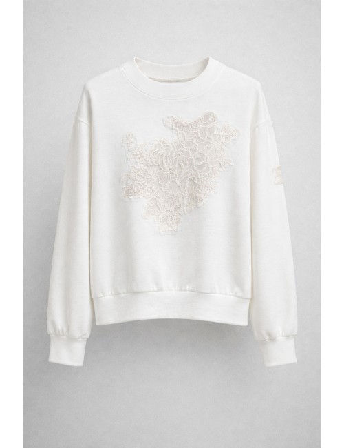 Ermanno scervino - felpa in cotone d474m607lem 10104 bianco