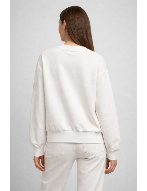 Ermanno scervino - felpa in cotone d474m607lem 10104 bianco