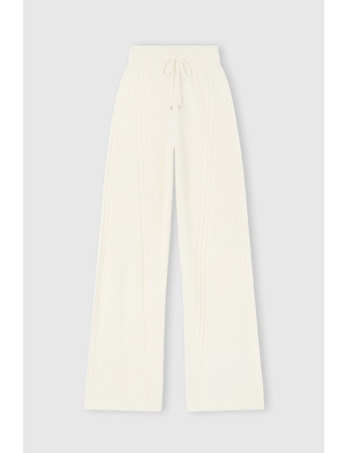 Ermanno scervino - pantalone cropped in misto lana e cashmere con motivo a treccia d474p501njg 10606