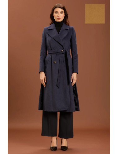Take two - cappotto lungo con cinta dt01223 cammello